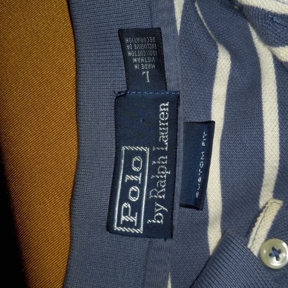 Polo by Ralph Lauren blue striped collared t-shirt - Picture 2 of 6